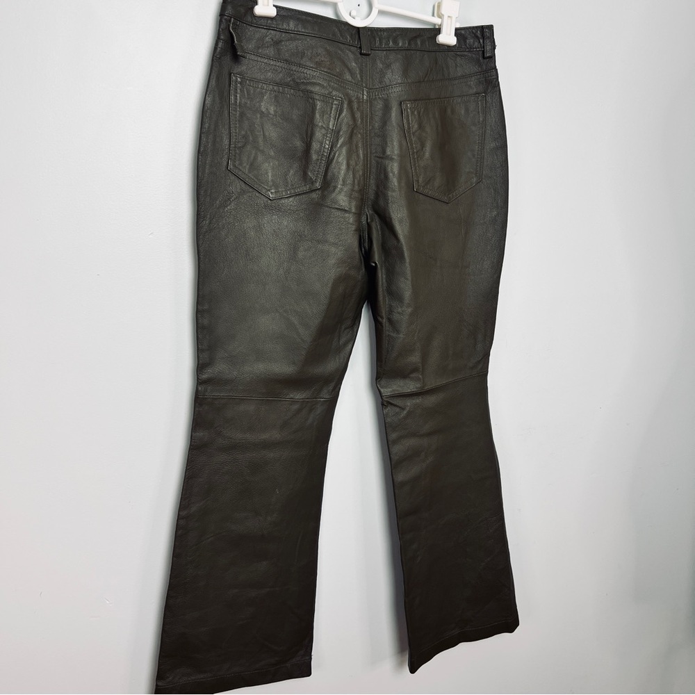 Metrostyle Vintage Dark Green Leather Pants -Mid Rise Bootcut Size 10P - Picture 5 of 15